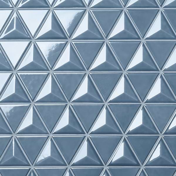 Brookline Triangle Coastal Blue 4" Glossy Ceramic Mosaic Tile