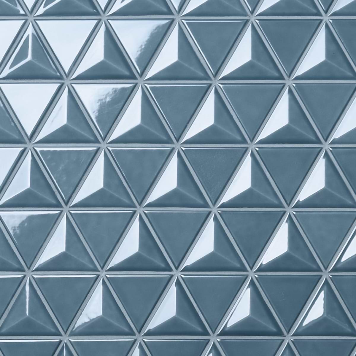 Brookline Triangle Coastal Blue 4" Glossy Ceramic Mosaic Tile