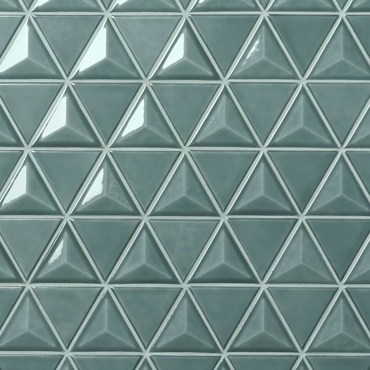 Brookline Triangle Marine Blue 4" Glossy Ceramic Mosaic Tile