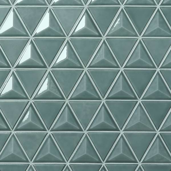 Brookline Triangle Marine Blue 4" Glossy Ceramic Mosaic Tile