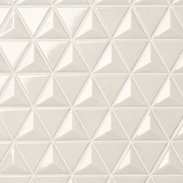 Brookline Triangle Mushroom Gray 4" Glossy Ceramic Mosaic Tile