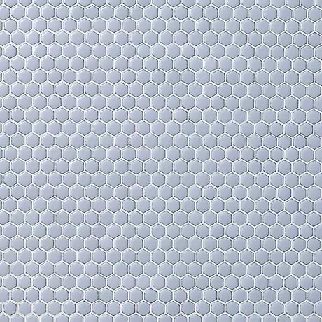 Eden Cloudy Sky Blue Rimmed 1" Hexagon Polished Porcelain Mosaic