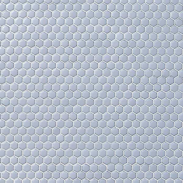 Eden Cloudy Sky Blue Rimmed 1" Hexagon Polished Porcelain Mosaic