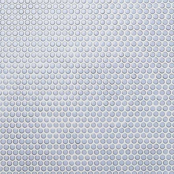 Eden Cloudy Sky Blue Rimmed 1" Penny Round Polished Porcelain Mosaic