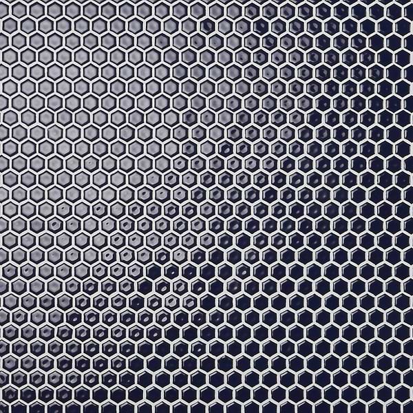 Eden Royal Blue Rimmed 1" Hexagon Polished Porcelain Mosaic
