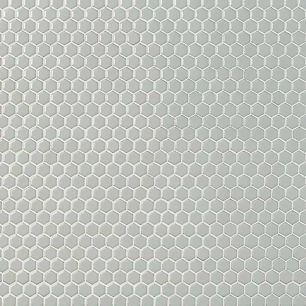 Eden Antiguan Sky Gray Rimmed 1" Hexagon Polished Porcelain Mosaic