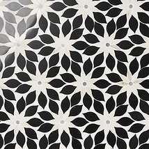 Wildflower Black Jade and Calacatta Marble Polished Mosaic Tile