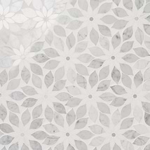 Wildflower Thassos and Bianco Carrara Marble Polished Mosaic Tile