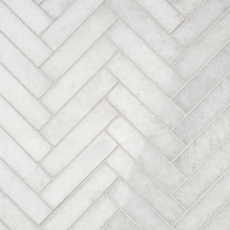 Snow White 1x4 Herringbone Polished Marble Mosaic