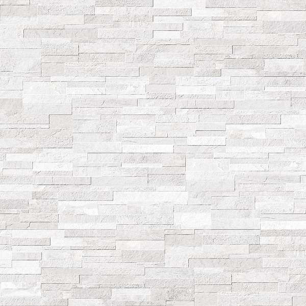 Rugged Stacked Cold White 6x24 Matte Porcelain Ledger Stone Veneer