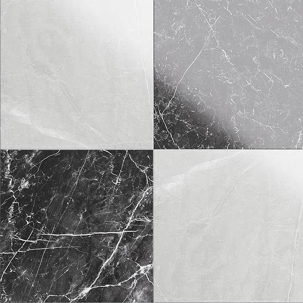 Fortunato Amani Gray and Nero Marquina Black 12x12 Polished Porcelain Checkerboard Tile
