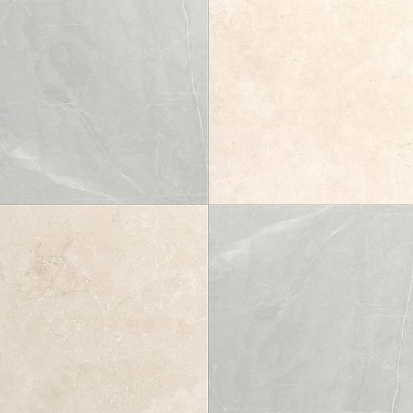 Fortunato Marfil Beige and Amani Gray 12x12 Matte Porcelain Checkerboard Tile