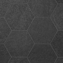 Pietra Basalt Black 10" Hexagon Flamed and Brushed Basalt Tile