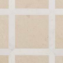 Prezzo Crema Ella 12x12 Square and Ayfon White 2x12 Picket Honed Marble Tile