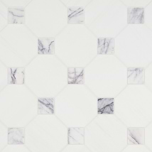 Alaris Glacier White 8" Octagon with Lilac Dot Tumbled Marble Tile