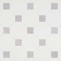 Alaris Glacier White 8" Octagon with Earth Gray Dot Tumbled Marble Tile