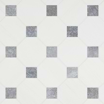 Alaris Glacier White 8" Octagon with Lovina Gray Dot Tumbled Marble Tile