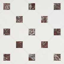 Alaris Glacier White 8" Octagon with Rosso Levanto Dot Tumbled Marble Tile