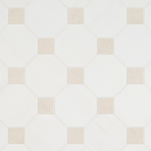 Alaris Glacier White 8" Octagon with Crema Ella Dot Tumbled Marble Tile