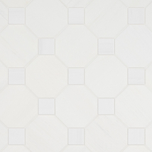 Alaris Glacier White 8" Octagon with Glacier White Dot Tumbled Marble Tile