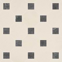 Alaris Simena 8" Octagon with Black Silk Dot Tumbled Limestone and Marble Tile