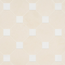 Alaris Simena 8" Octagon with Glacier White Dot Tumbled Limestone and Marble Tile