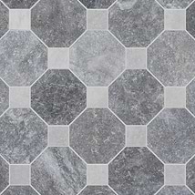 Alaris Lovina Gray 8" Octagon with Earth Gray Dot Tumbled Marble Tile