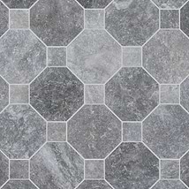 Alaris Lovina Gray 8" Octagon with Lovina Gray Dot Tumbled Marble Tile