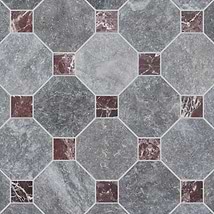 Alaris Lovina Gray 8" Octagon with Rosso Levanto Dot Tumbled Marble Tile