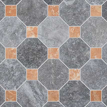 Alaris Lovina Gray 8" Octagon with Bellini Dot Tumbled Marble Tile