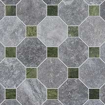 Alaris Lovina Gray 8" Octagon with Verde Dot Tumbled Marble Tile