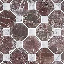 Alaris Rosso Levanto 8" Octagon with Lilac Dot Tumbled Marble Tile