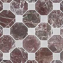 Alaris Rosso Levanto 8" Octagon with Earth Gray Dot Tumbled Marble Tile