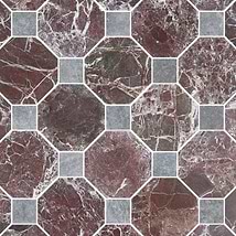 Alaris Rosso Levanto 8" Octagon with Lovina Gray Dot Tumbled Marble Tile