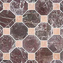 Alaris Rosso Levanto 8" Octagon with Bellini Dot Tumbled Marble Tile