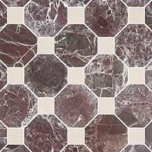 Alaris Rosso Levanto 8" Octagon with Crema Ella Dot Tumbled Marble Tile