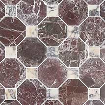Alaris Rosso Levanto 8" Octagon with Calacatta Viola Dot Tumbled Marble Tile