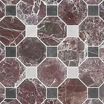 Alaris Rosso Levanto 8" Octagon with Black Silk and Earth Gray Dot Tumbled Marble Tile