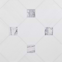 Alaris Glacier White 12" Octagon with Lilac Dot Honed Marble Tile
