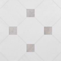Alaris Glacier White 12" Octagon with Earth Gray Dot Honed Marble Tile