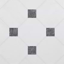 Alaris Glacier White 12" Octagon with Lovina Gray Dot Honed Marble Tile