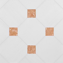 Alaris Glacier White 12" Octagon with Bellini Dot Honed Marble Tile
