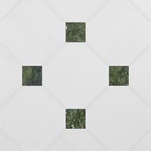 Alaris Glacier White 12" Octagon with Verde Dot Honed Marble Tile