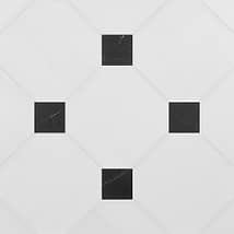 Alaris Glacier White 12" Octagon with Black Silk Dot Honed Marble Tile