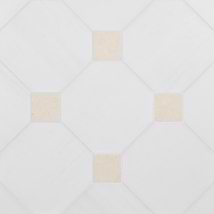 Alaris Glacier White 12" Octagon with Crema Ella Dot Honed Marble Tile
