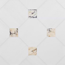 Alaris Glacier White 12" Octagon with Calacatta Viola Dot Honed Marble Tile