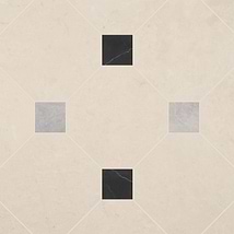 Alaris Crema Ella 12" Octagon with Black Silk and Earth Gray Dot Honed Marble Tile