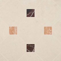 Alaris Crema Ella 12" Octagon with Bellini and Rosso Levanto Dot Honed Marble Tile