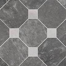 Alaris Lovina Gray 12" Octagon with Earth Gray Dot Honed Marble Tile