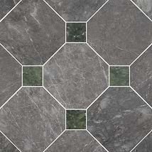 Alaris Lovina Gray 12" Octagon with Verde Dot Honed Marble Tile
